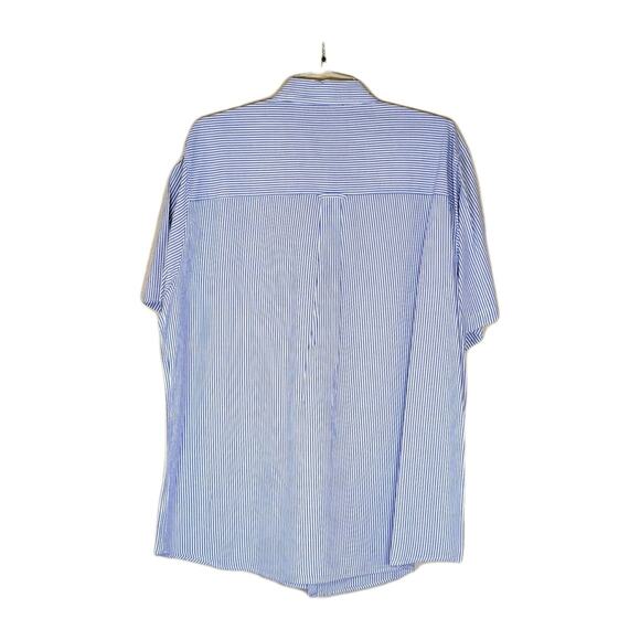 Men’s Chaps 2XL Cotton Pin Striped Short Sleeve Button Down Shirt - Picture 2 of 4